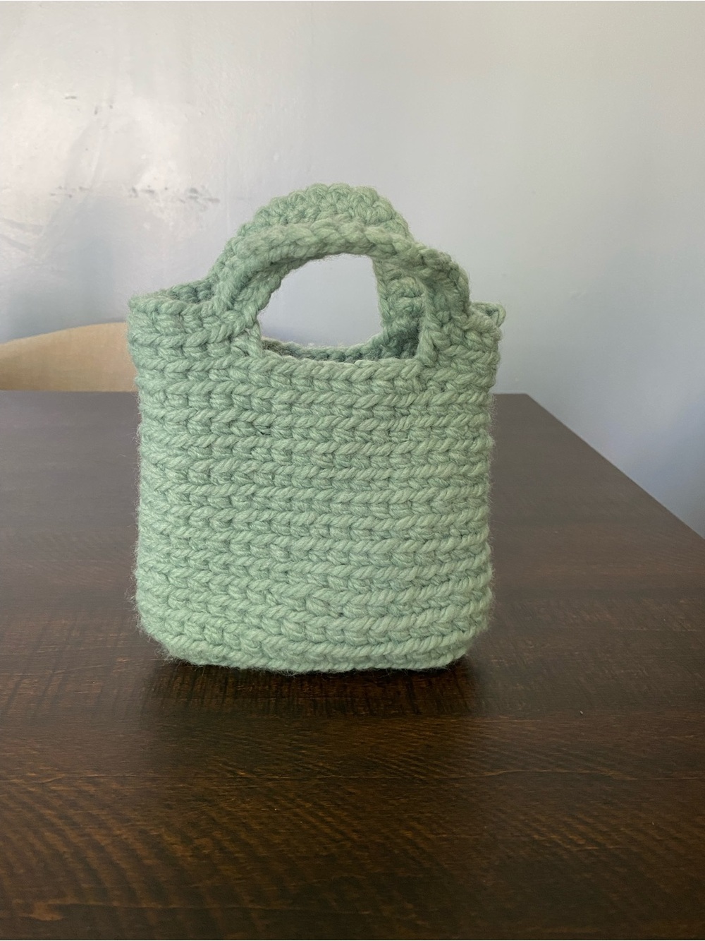 Handmade Mint Green Mini Crochet Tote Bag